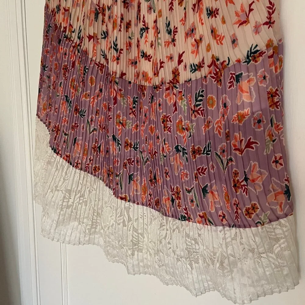 NWOT Anthropologie Laia Boho Floral Pleated Midi Skirt | Size MP - Picture 8 of 10